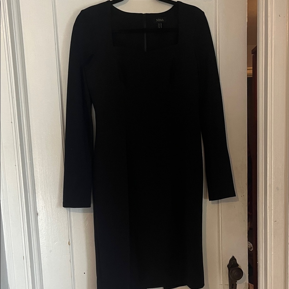 Nissa Sophisticated Black Long Sleeve Dress